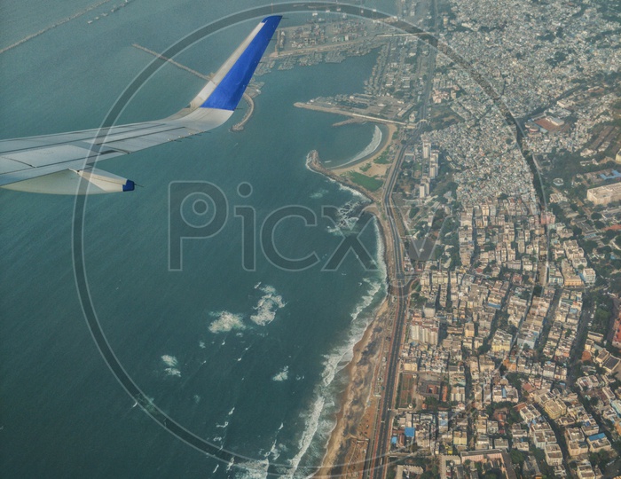 Ariel view of Visakhapatnam from a plane