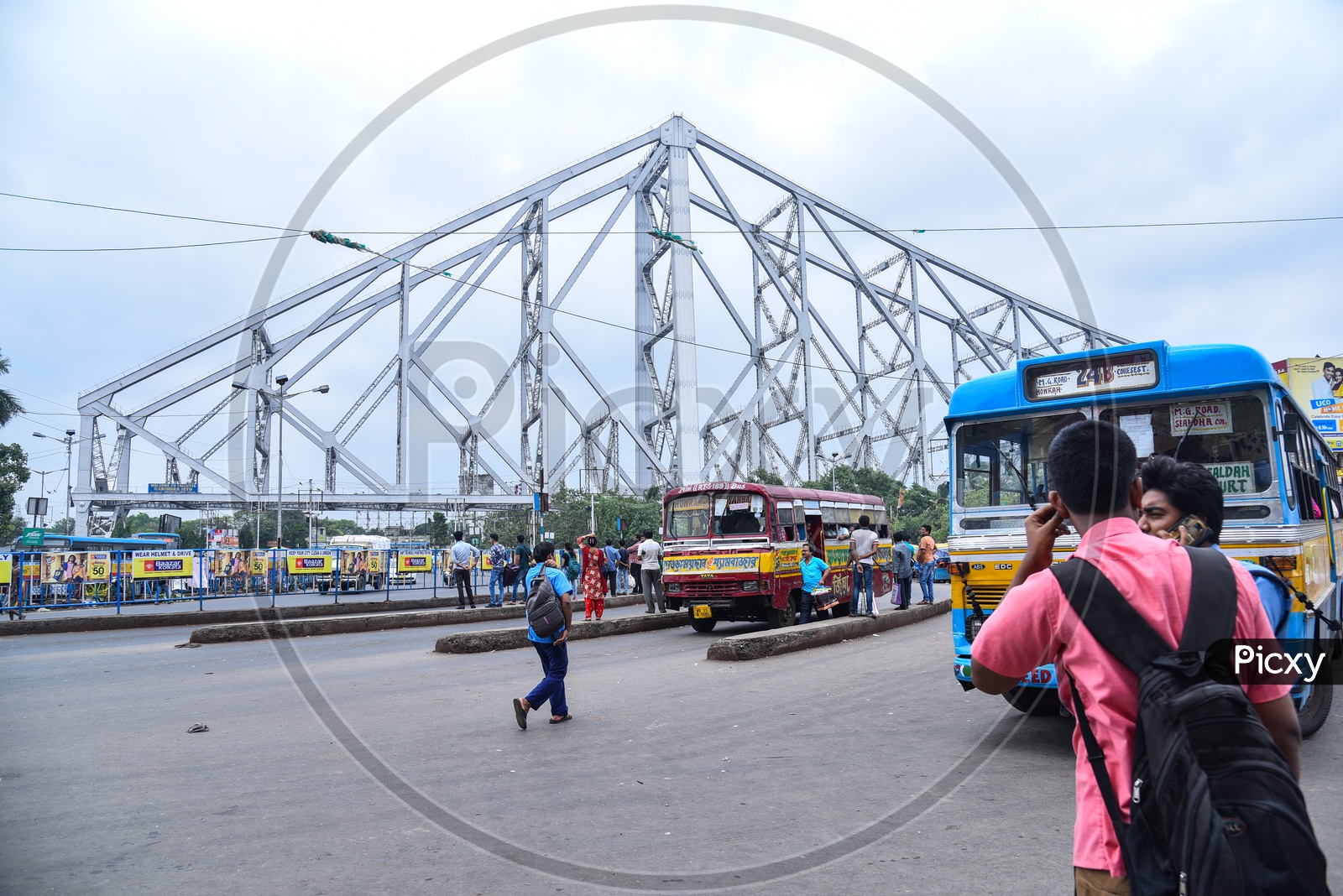 Local Buses At A Bus Complex in  Howrah Railway Station