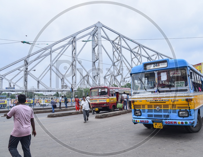 Local Buses At A Bus Complex in  Howrah Railway Station