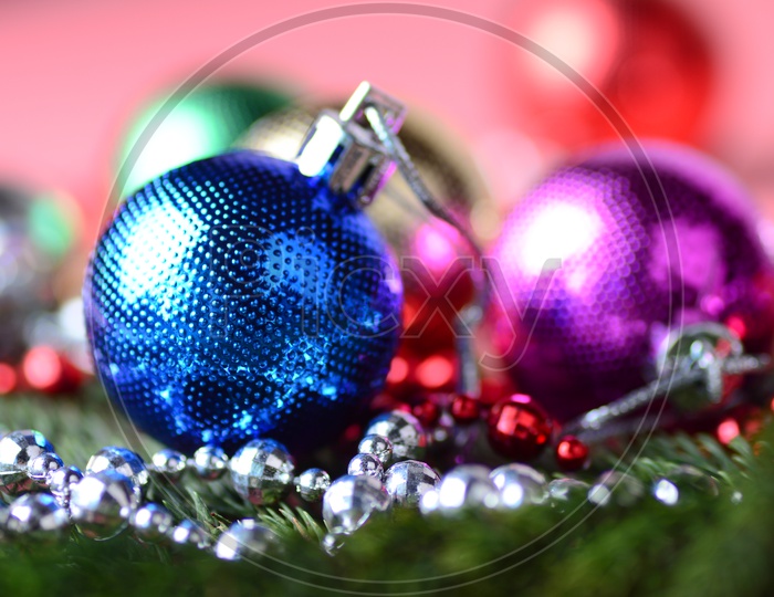 Christmas Decorative Color Balls And Tree Ornaments Filled Background For Christmas Wishes