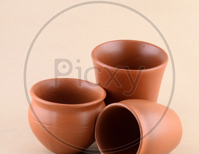 Clay Pots Or Clay Pottery Utensils For House Usage on an Isolated Background