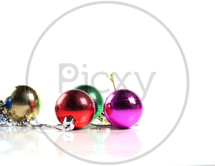Christmas Tree Decoration Balls  on an Isolated White Background