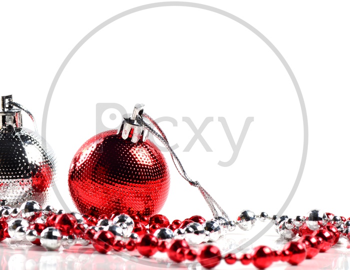 Christmas Decoration Ball And Chains on an Isolated White Background