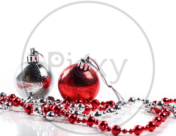 Christmas Decoration Ball And Chains on an Isolated White Background
