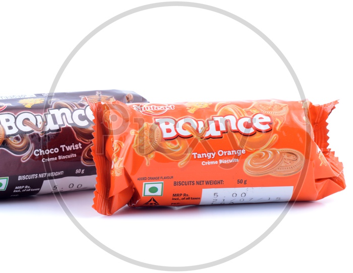 Sunfeast Bounced Creme Biscuit Packet On an Isolated White Background