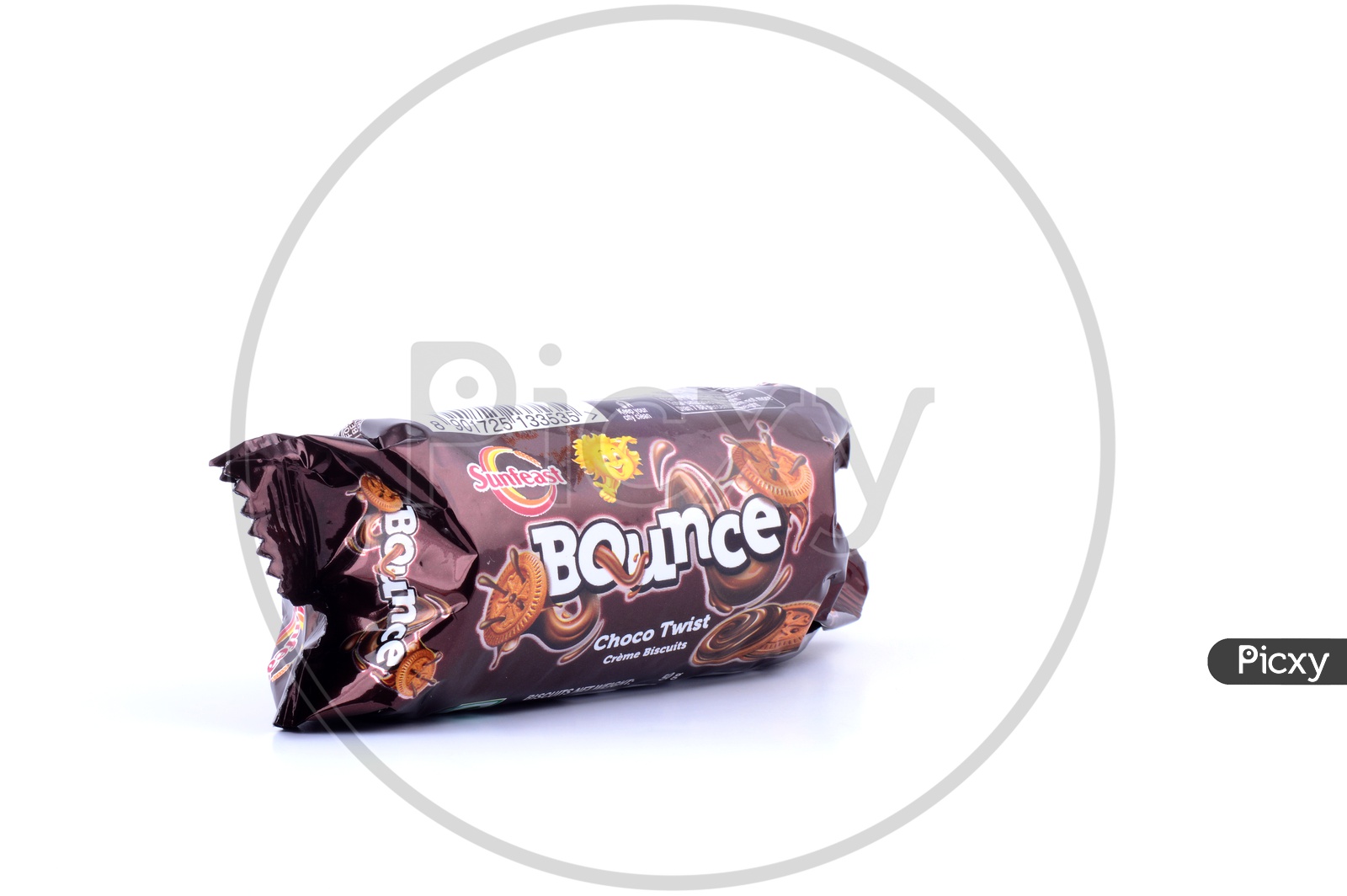 Sunfeast Bounce Chocolate Creme Biscuits Packet On an Isolated White Background