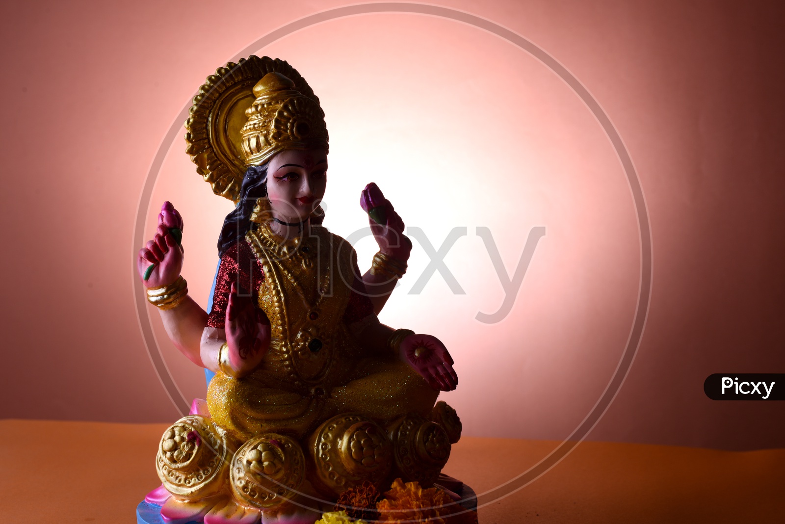 Indian Hindu Goddess Lakshmi Idols During Diwali Festival Worships and Celebrations on an Isolated Background