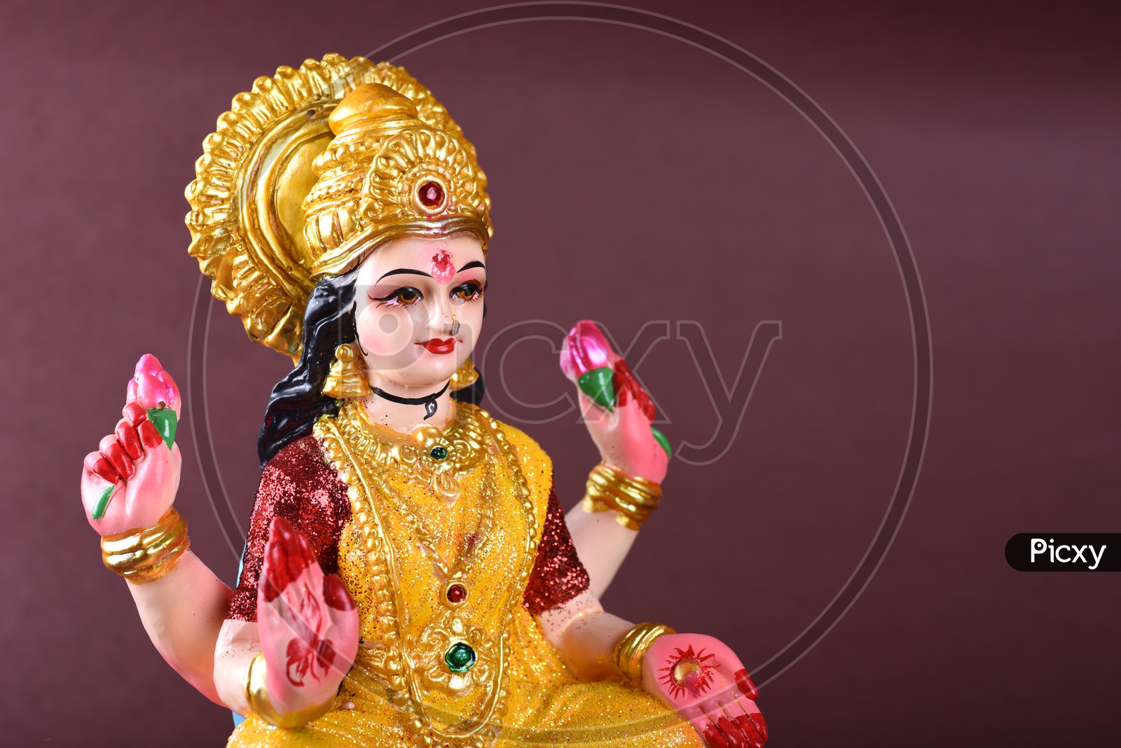 Indian Hindu Goddess Lakshmi Idols During Diwali Festival Worships and Celebrations on an Isolated Background