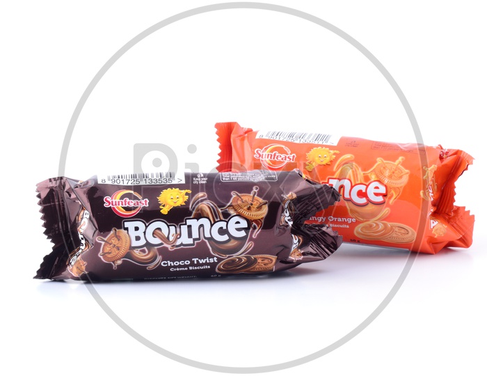 Sunfeast Bounced Creme Biscuit Packet On an Isolated White Background