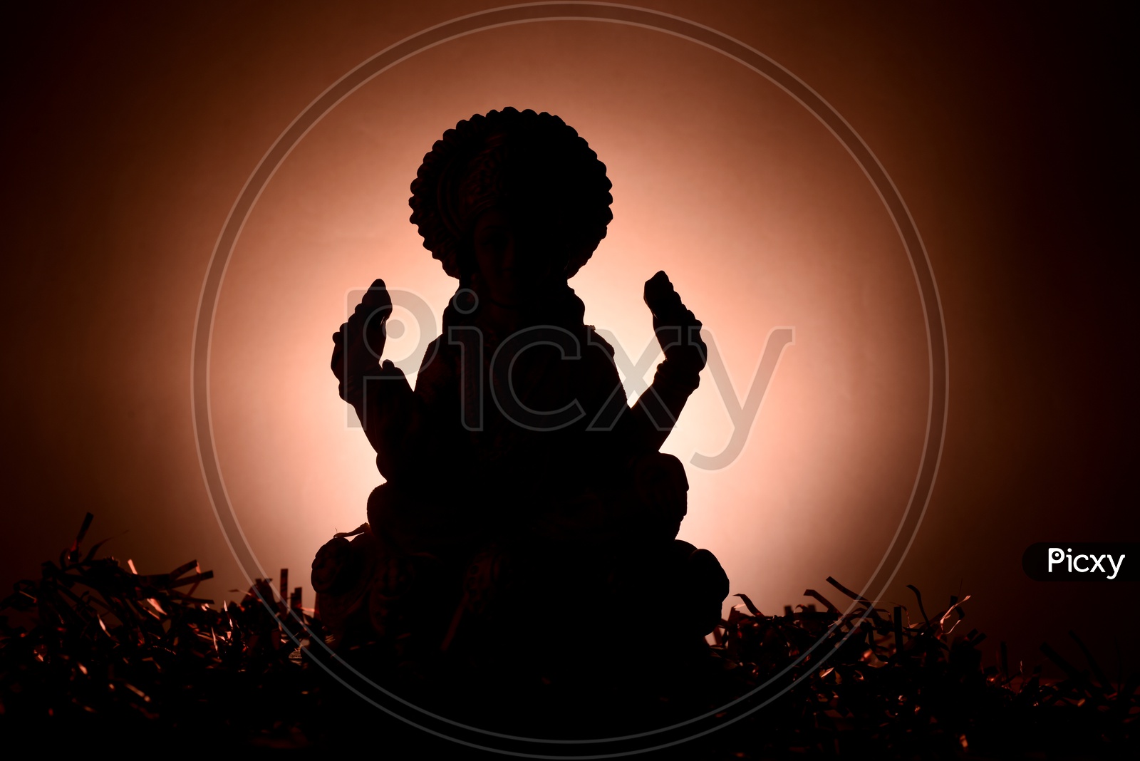 Silhouette Of Indian Hindu Goddess Lakshmi Idols During Diwali Festival Worships and Celebrations on an Isolated Background
