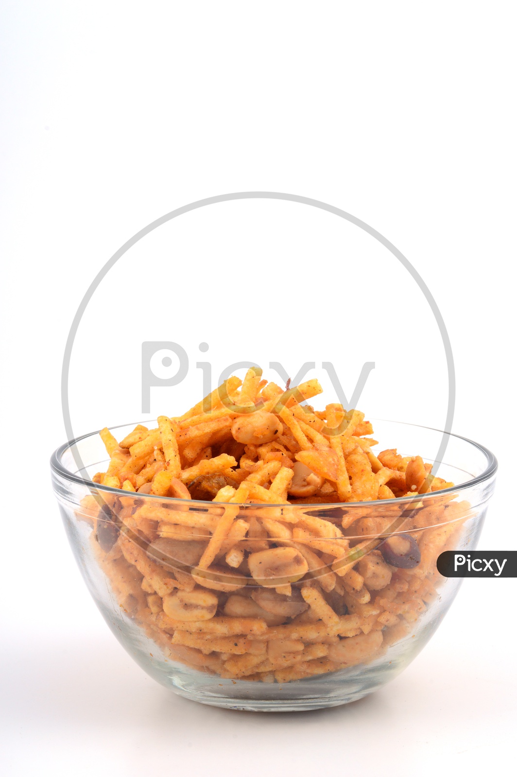 Deep fried salty dish - chivda or mixture made of gram flour and mixed with dry fruits.
