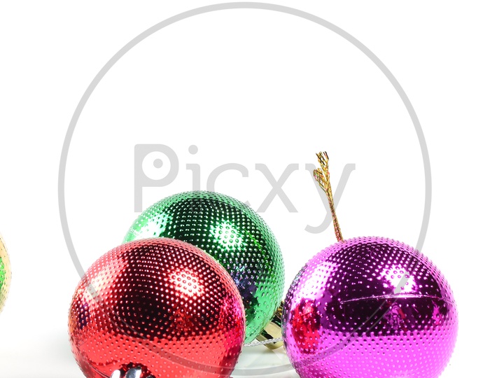 Christmas Tree Decoration Balls  on an Isolated White Background