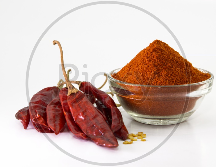 Dried red chili and Chili powder