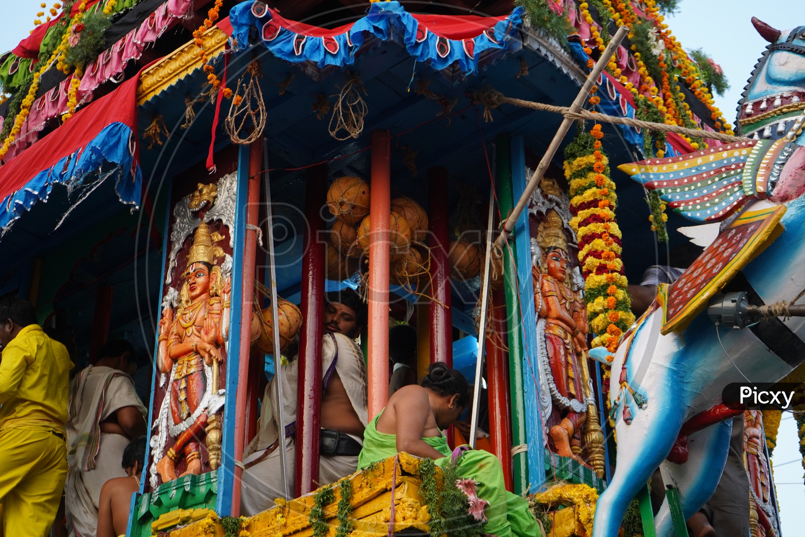 Hindu God  Sri Panakala Lakshmi Narasimha Swamy  Procession On a Wooden Chariot