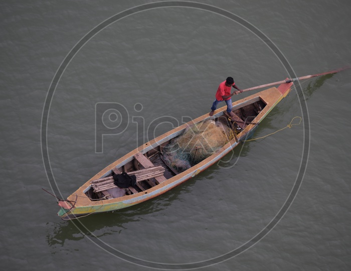 Fisherman Boats on Godavari River in  Rajahmundry