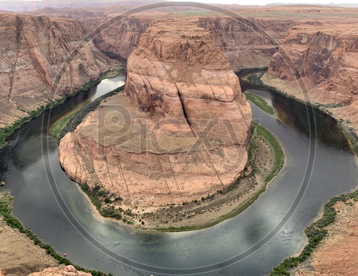 Horse shoe bend Or hairpin Bend With Rock Formations At Pinetop in Arizona  Canyon