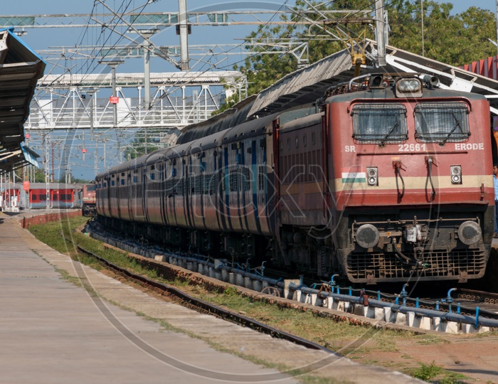 Indian Railways Train in a Station Platform