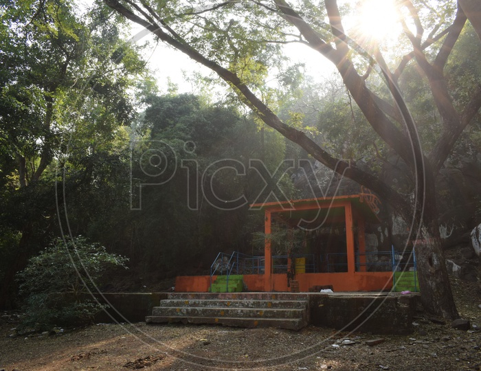 An Indian Hindu God Temple At a  Forest Remote Area