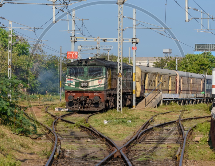Indian Railways Train in a Station Platform