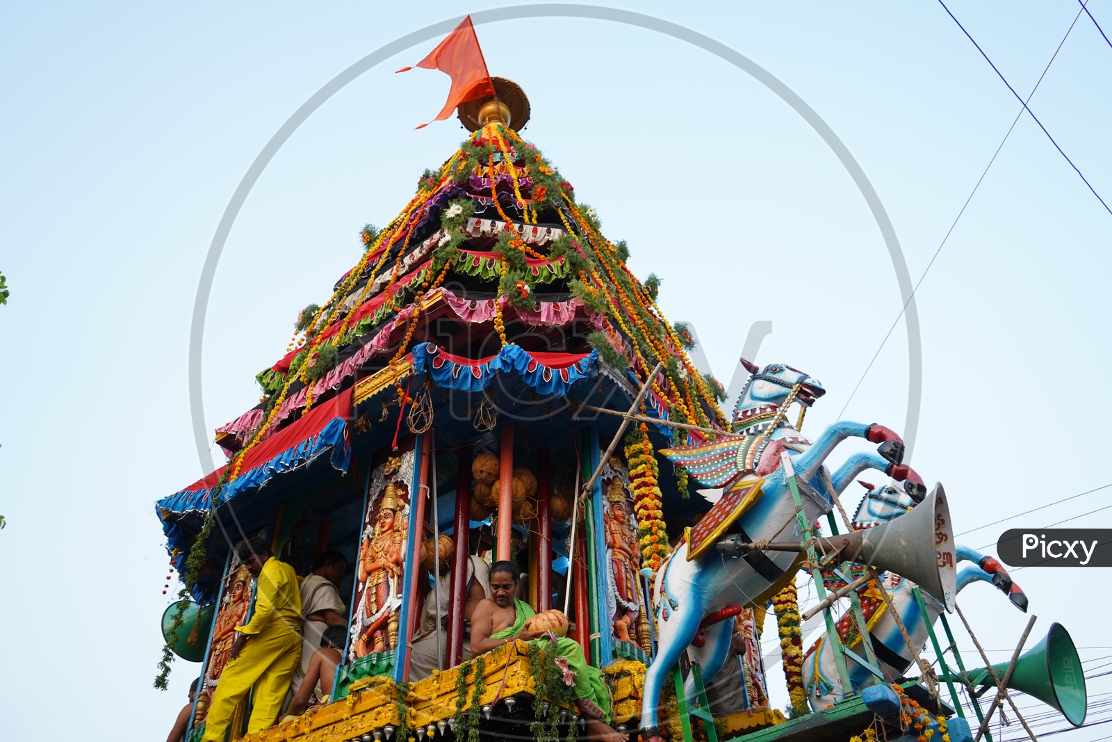 Hindu Devotees Pulling The Hindu God Sri Panakala Lakshmi Narasimha Swamy   Chariot During Procession