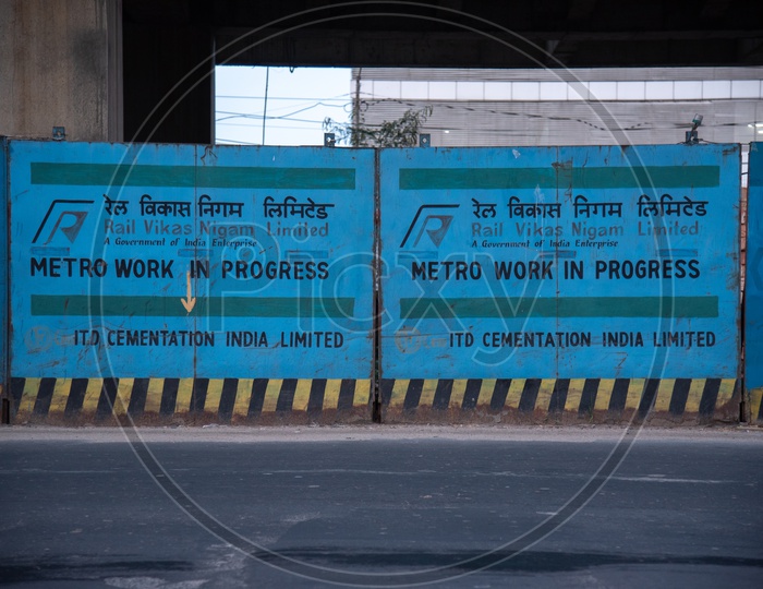 Metro Works Caution Boards At  Garia - Dum Dum Airport Metro Corridor