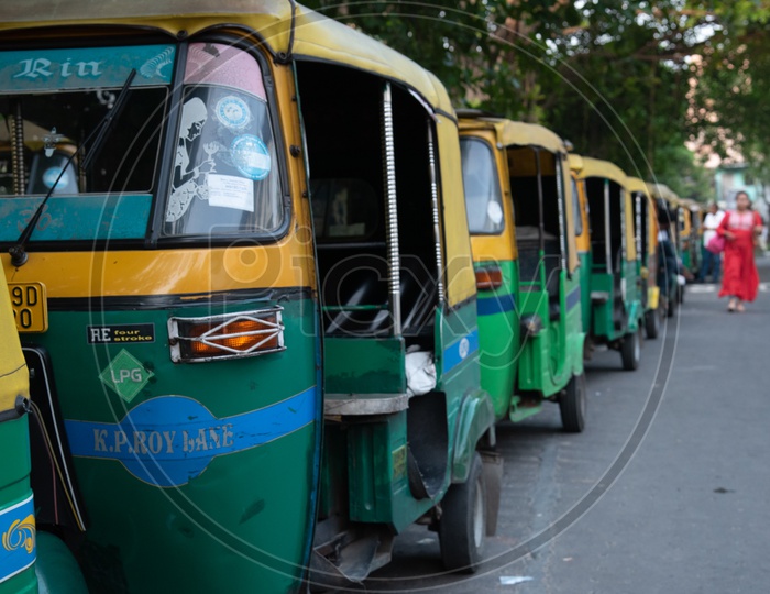 LPG  Autos or Green Autos  Parked in a Stand In Line