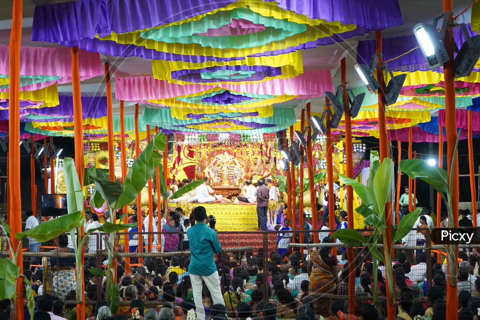 Hindu  God Kalyanam Or Marriage   At  Sri  Panakala Lakshmi Narasimha Swamy Temple