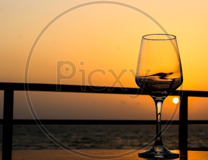 Sunset & wine glass