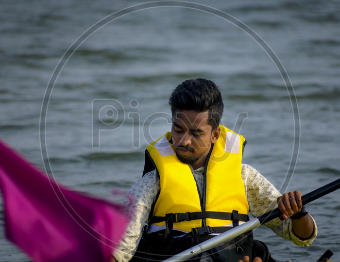Man sailing a Kayaking in Tuticorin Boating point
