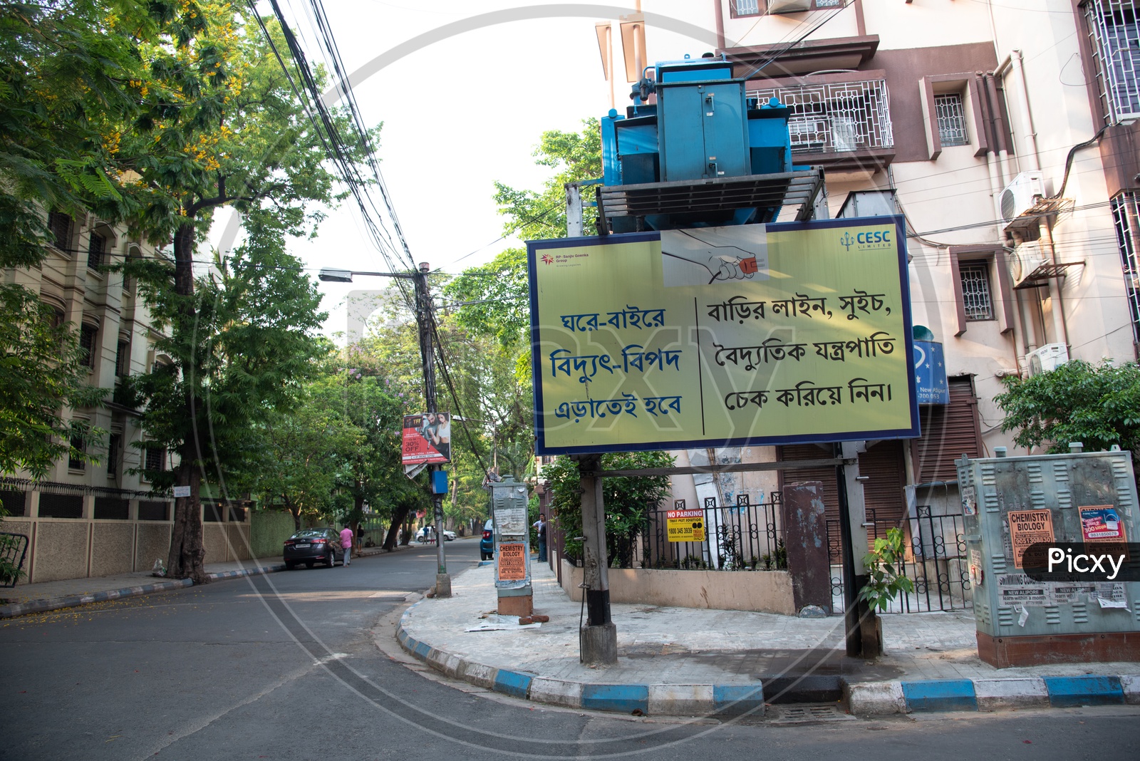 Caution Boards At a Electricity Transformer in Kolkata City