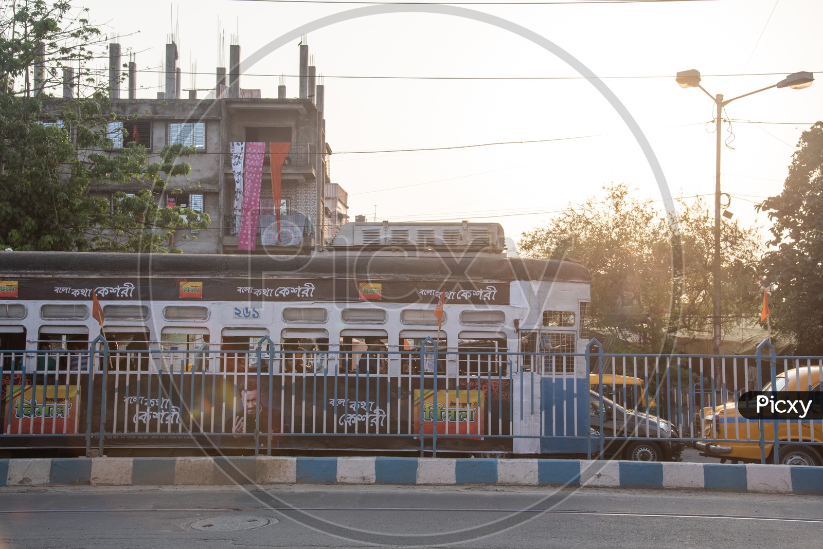 WBTC Tram Stopped At a Traffic Signal in kolkata