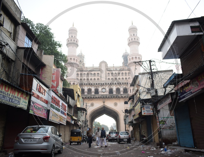 A View Of Charminar From The Streets Around The Charminar