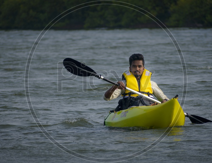 Man sailing a Kayaking in Tuticorin Boating point