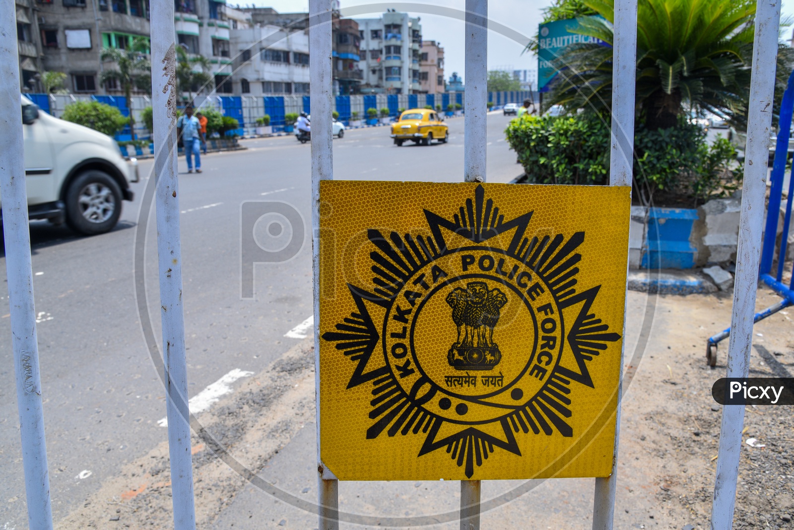 Kolkata Police Force Symbol  Badges on The Railings in Kolkata City