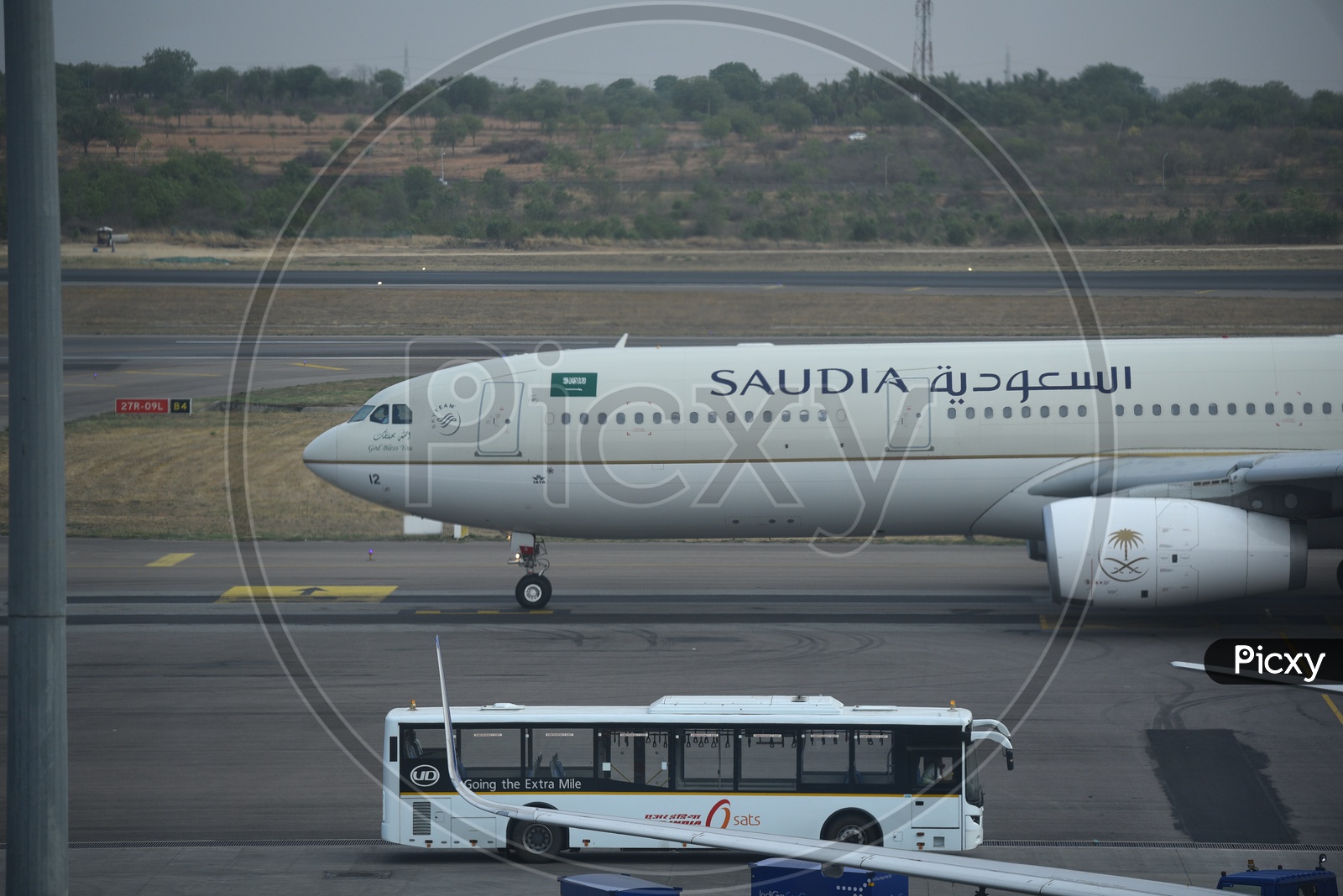 Saudia  Flight Parked In an Airport