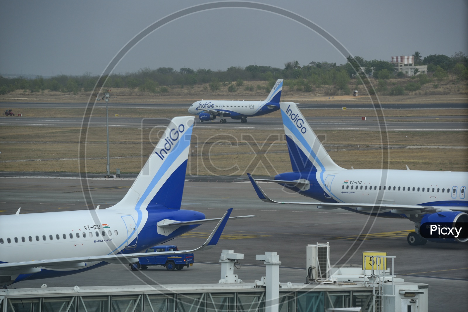 Indigo Flights Parked  In a Airport