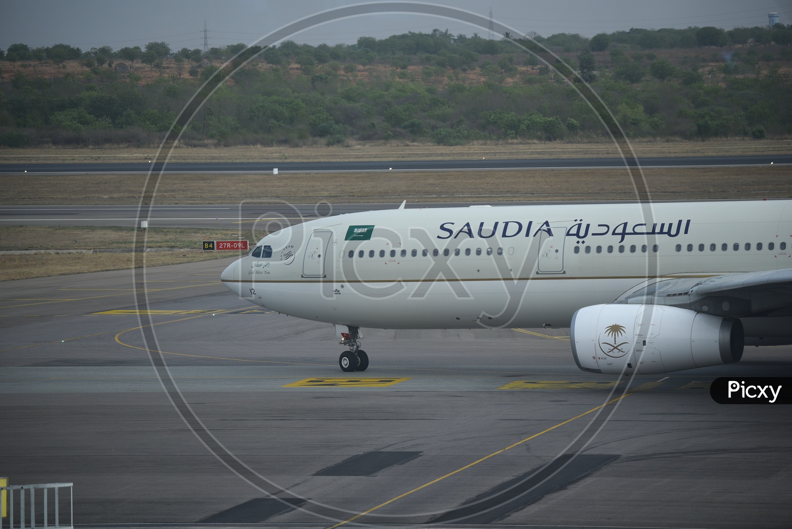 Saudia  Flight  Parked in an  Airport