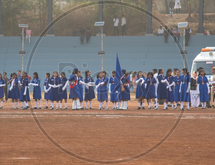 Indian School Girls Scouts in Independence Day  Event