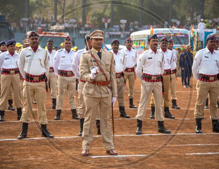 Maharashtra Cadet  Traffic  Division   Police Marching In The Independence Day Parade