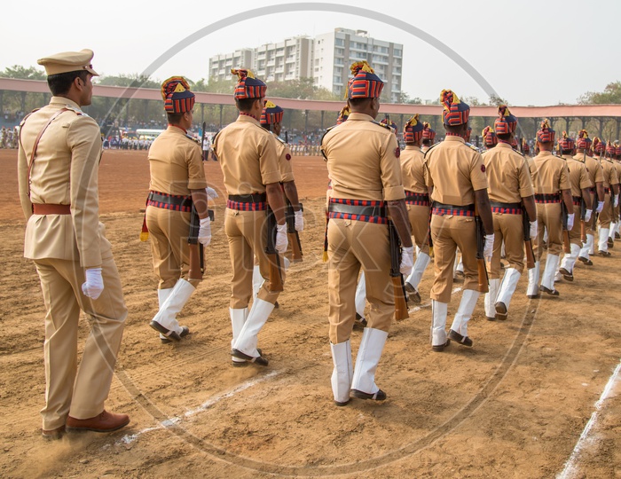 Maharashtra Cadet  Police  Marching   in  Independence Day  Parade