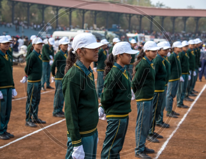 School Children wearing The Sports Jerseys In Independence Day Parade