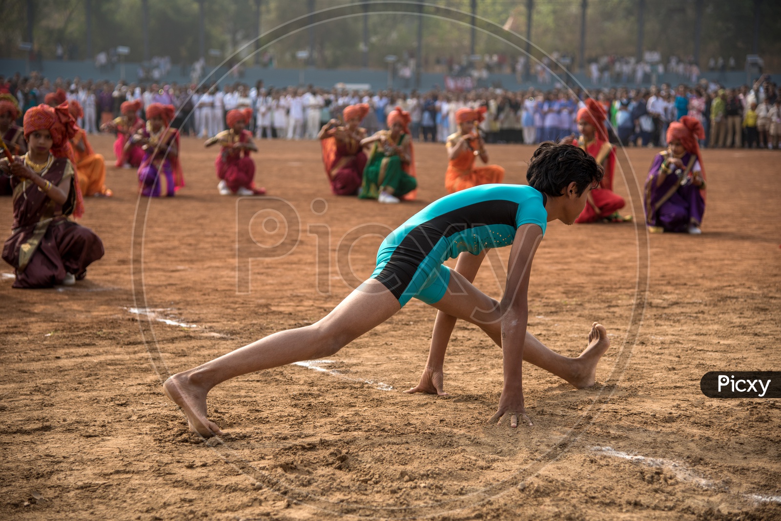 A School Student  Performing The Gymnastics  In Independence Day Parade