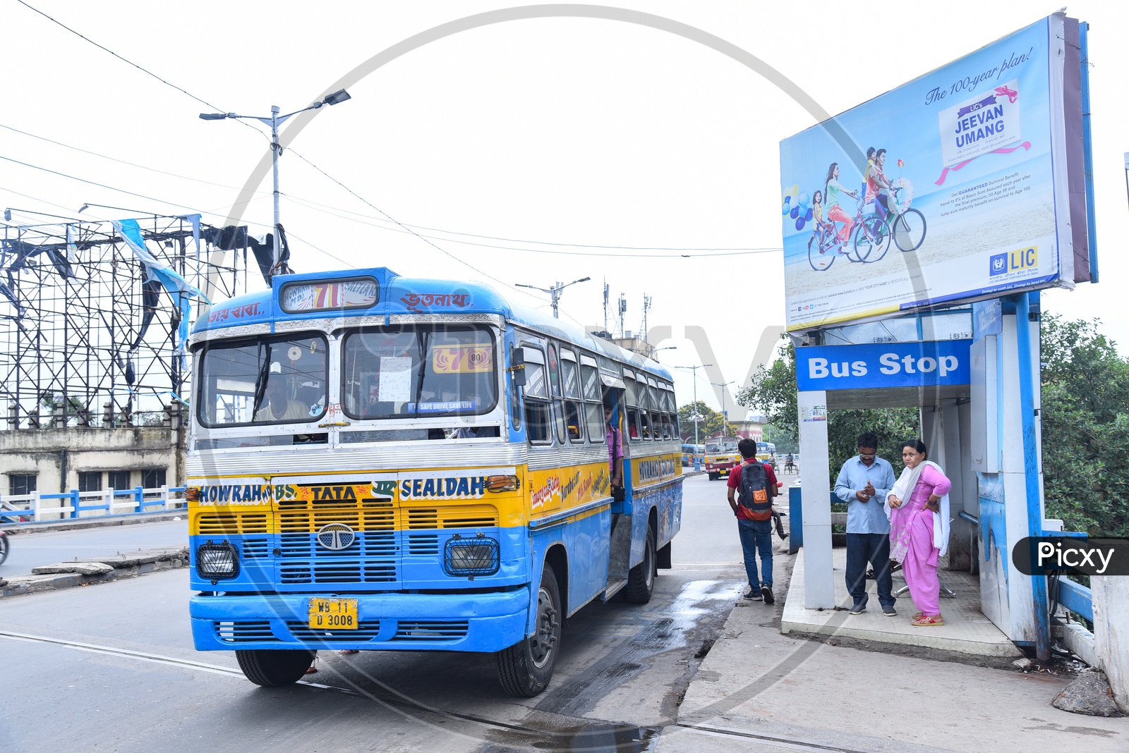 Mini Buses For The City Commuting In Howrah City  Standing at Bus Stops