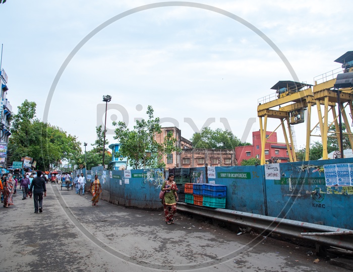 Metro Works Going On At  Howrah  Maidan  By  Kolkata Metro Rail Corporation   ( KMRC  )