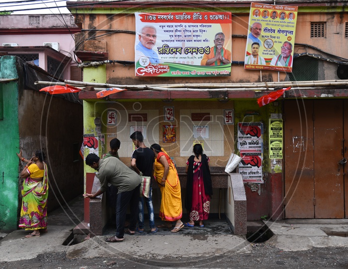 BJP Or  Modi  Posters Pasted On The  Walls Of Kolkata As a Part Of Election Campaign For  Lok sabha General Elections 2019 in West Bengal