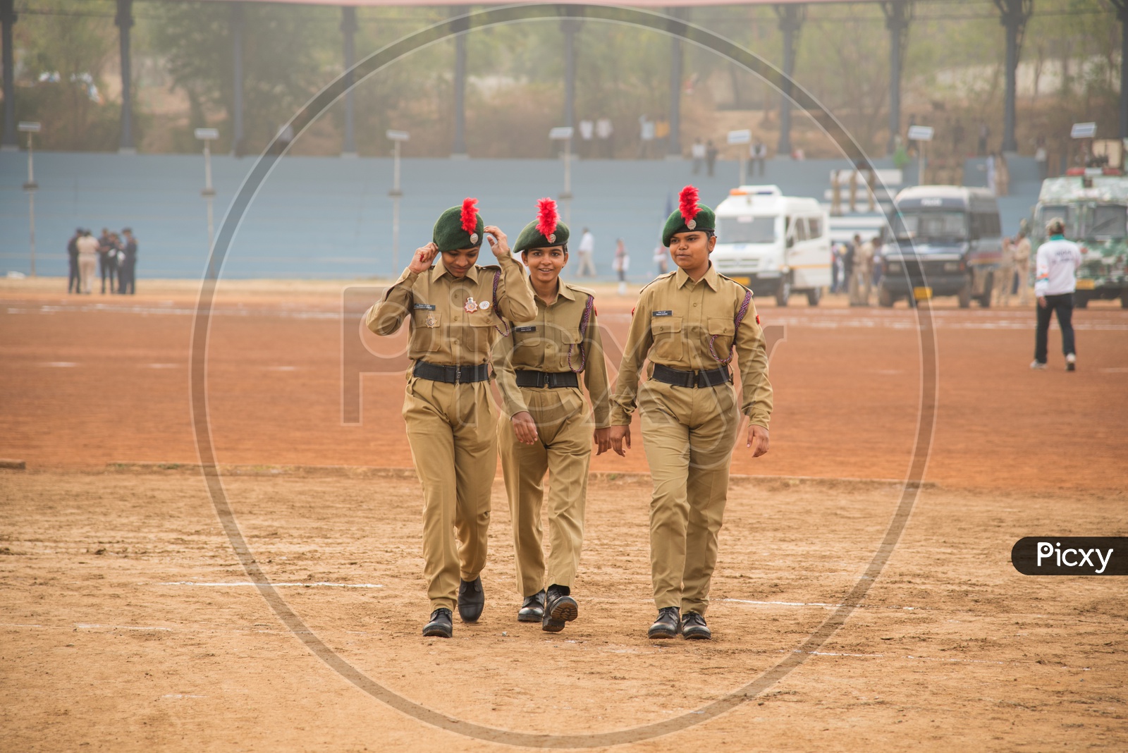 Image of School Girls In NCC Cadet Attire in Independence Day Parade