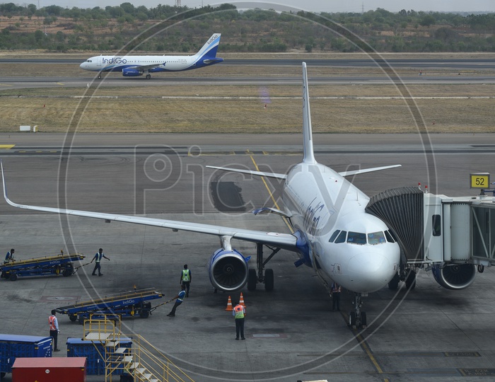 Indigo   Flights Parked  In  An Airport
