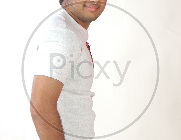 Portrait Of Telugu Movie Hero Or Actor  Nithin  Posing On an Isolated White Background
