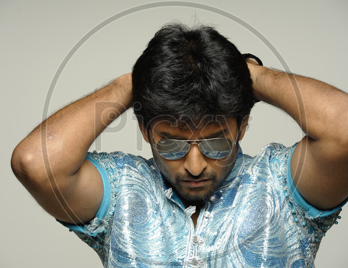 Portrait Of Actor Nani or Telugu Film Actor Or Tollywood Actor Nani    On an Isolated White Background