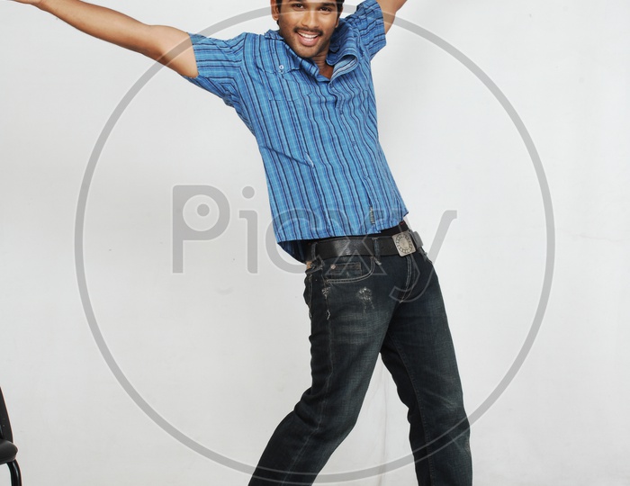 Stylish Star Allu Arjun   Posing on an Isolated White Background